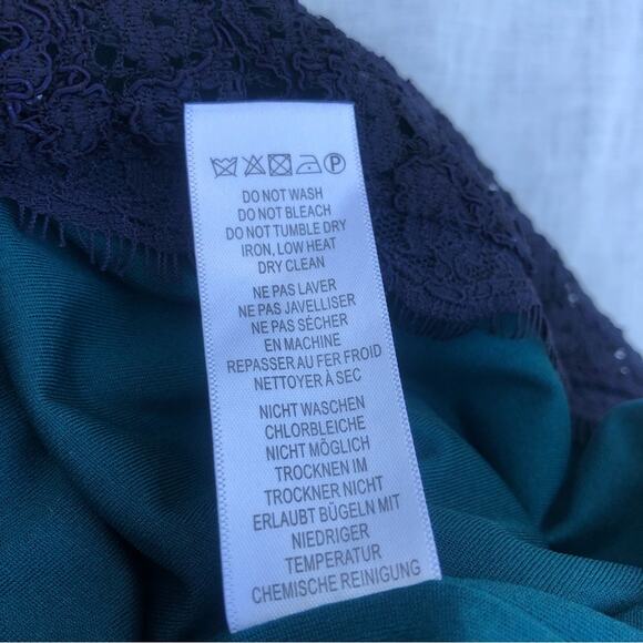 Adrianna Papell size 4 Lace Overlay Navy & Green Exposed Zip HOCO Cocktail Dress - Picture 9 of 16